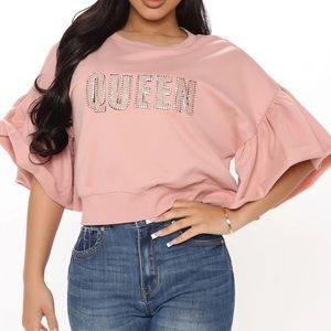 Fashion Nova XS Queen Ruffle Sleeve Top